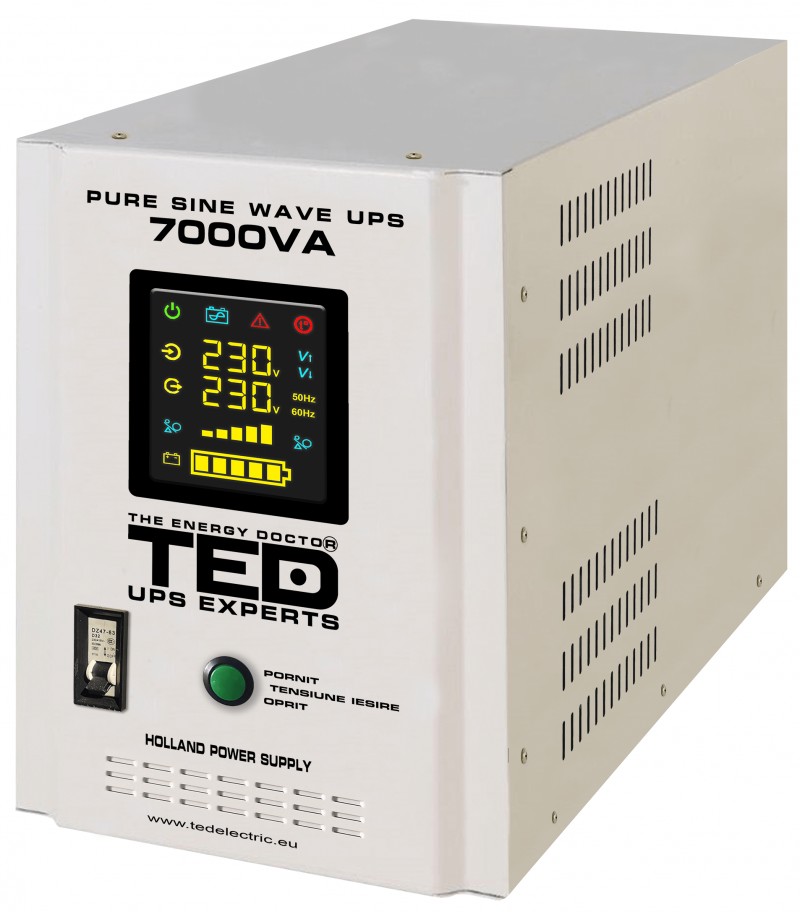 UPS pentru centrala TED Electric 7000VA / 5000W Runtime extins utilizeaza 4 acumulatori (neinclusi)