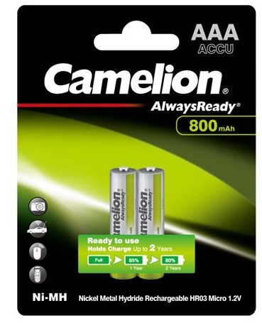 Acumulatori camelion always ready aaa r3 800mah 1,2v ni-mh set 2 buc.
