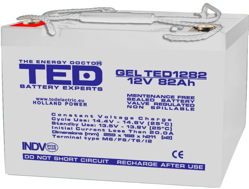 Acumulator stationar VRLA 12V 82Ah GEL M6 TED Electric TED1282