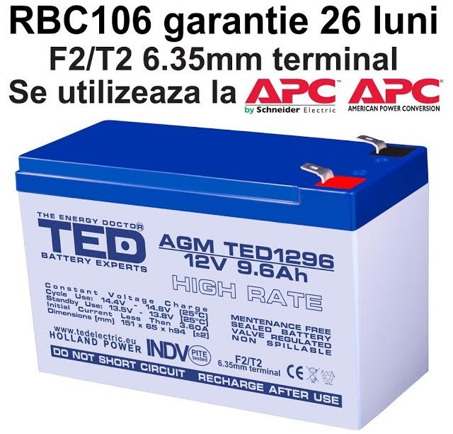 Acumulator UPS compatibil APC RBC106 RBC 106