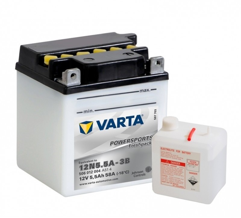 Baterie Moto Varta 12V 5,5Ah 58A 12N5.5A-3B