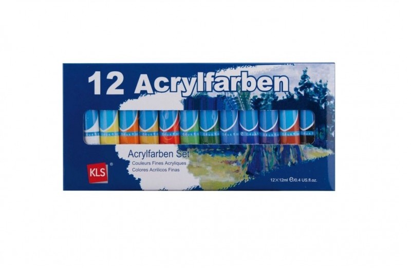 Set culori acrilice multicolor 12 x 12ml KLS 6121