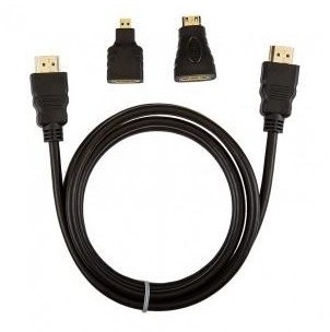 Cablu HDMI digital la HDMI digital mufe aurite 1,5 metri + adaptoare micro HDMI si mini HDMI