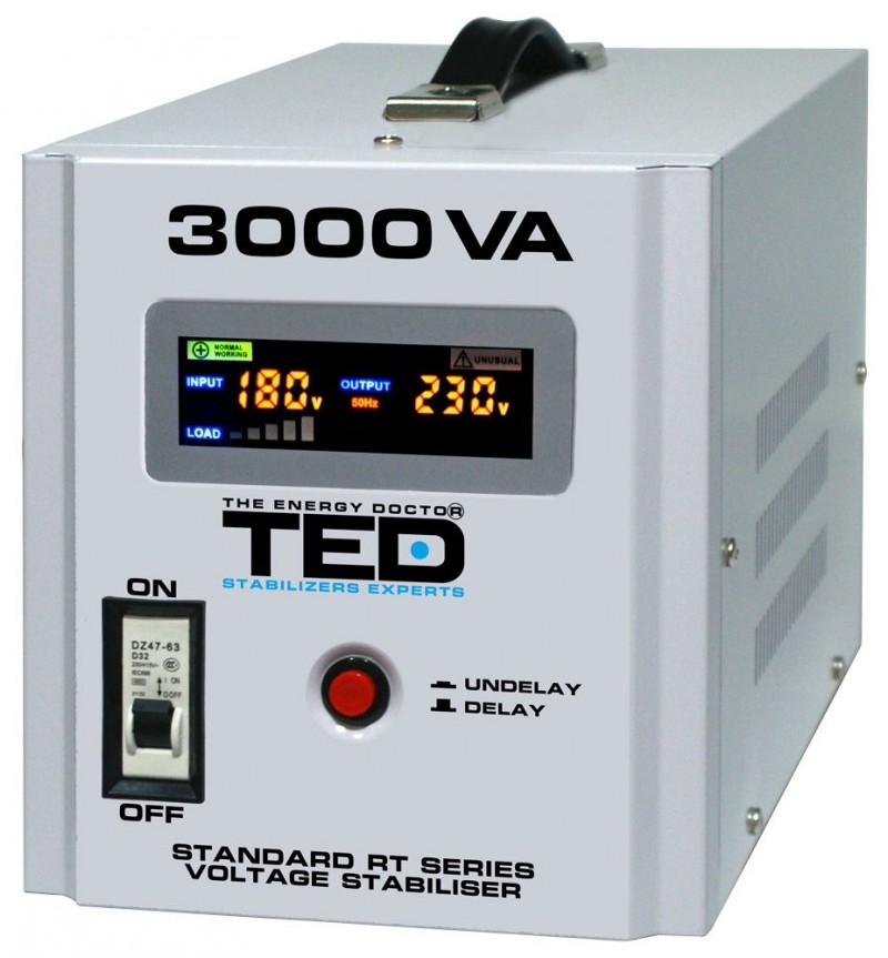 Stabilizator de tensiune AVR 3000VA / 1800W cu relee TED Electric