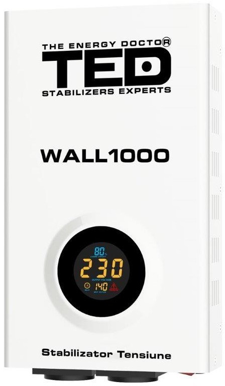 Stabilizator retea maxim 1000VA-AVR LCD 2 iesiri schuko TED1000WALL