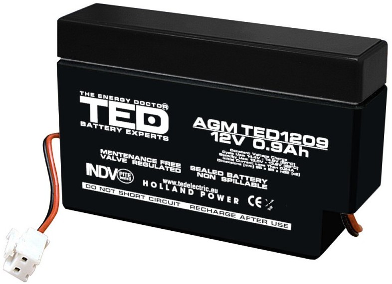 Acumulator stationar 12V 0,9Ah AGM VRLA TED Electric TED1209