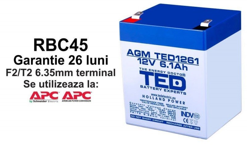 Ted Electric Acumulator ups compatibil apc rbc45 rbc 45