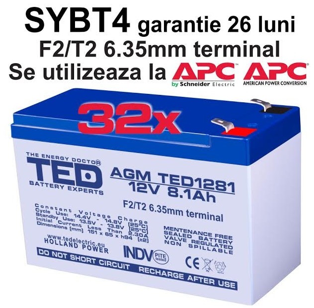Ted Electric Acumulatori ups compatibili apc sybt4