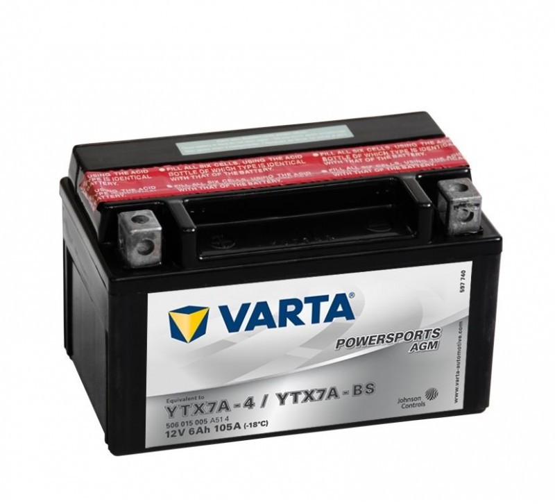 Baterie Moto Varta AGM 12V 6Ah 105A YTX7A -BS borna inversa