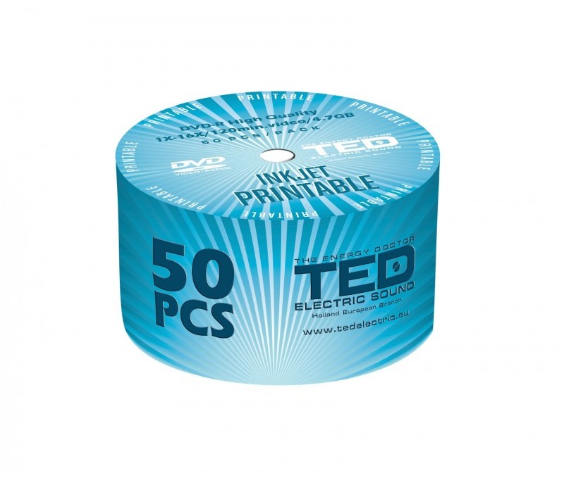 Dvd-r ted electric printabil 4,7 gb 120 min. 16x 50 discuri