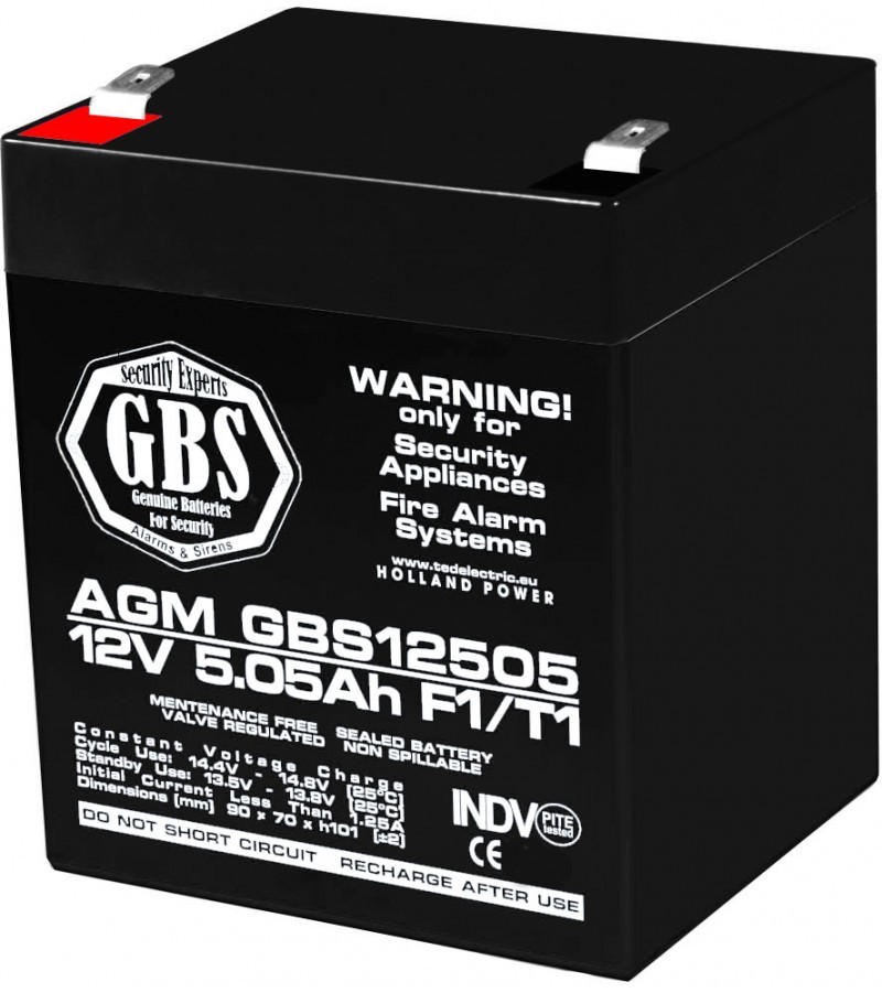 Acumulator stationar 12V 5,05Ah F1 AGM VRLA GBS GBS12505