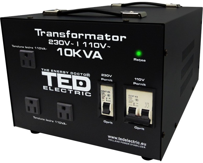 Transformator de la 220V la 110V 10000VA / 8000W cu carcasa TED Electric