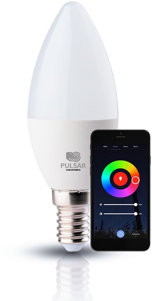 Bec LED Lumanare 6W E14 RGB TUYA Wifi+Bluetooth, PULSAR