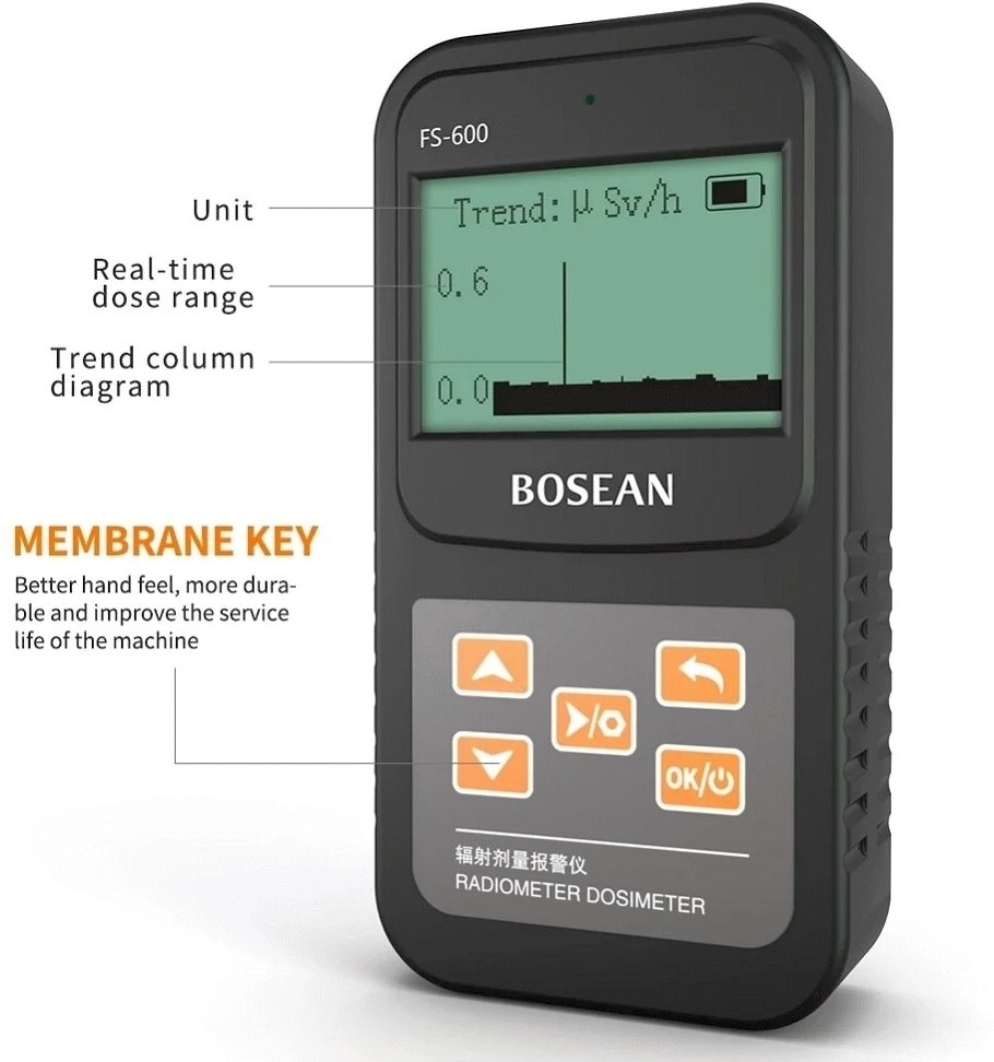 BOSEAN FS-600 Detector de radiație nucleară, poate detecta raze X, β, γ portabil dozimetru
