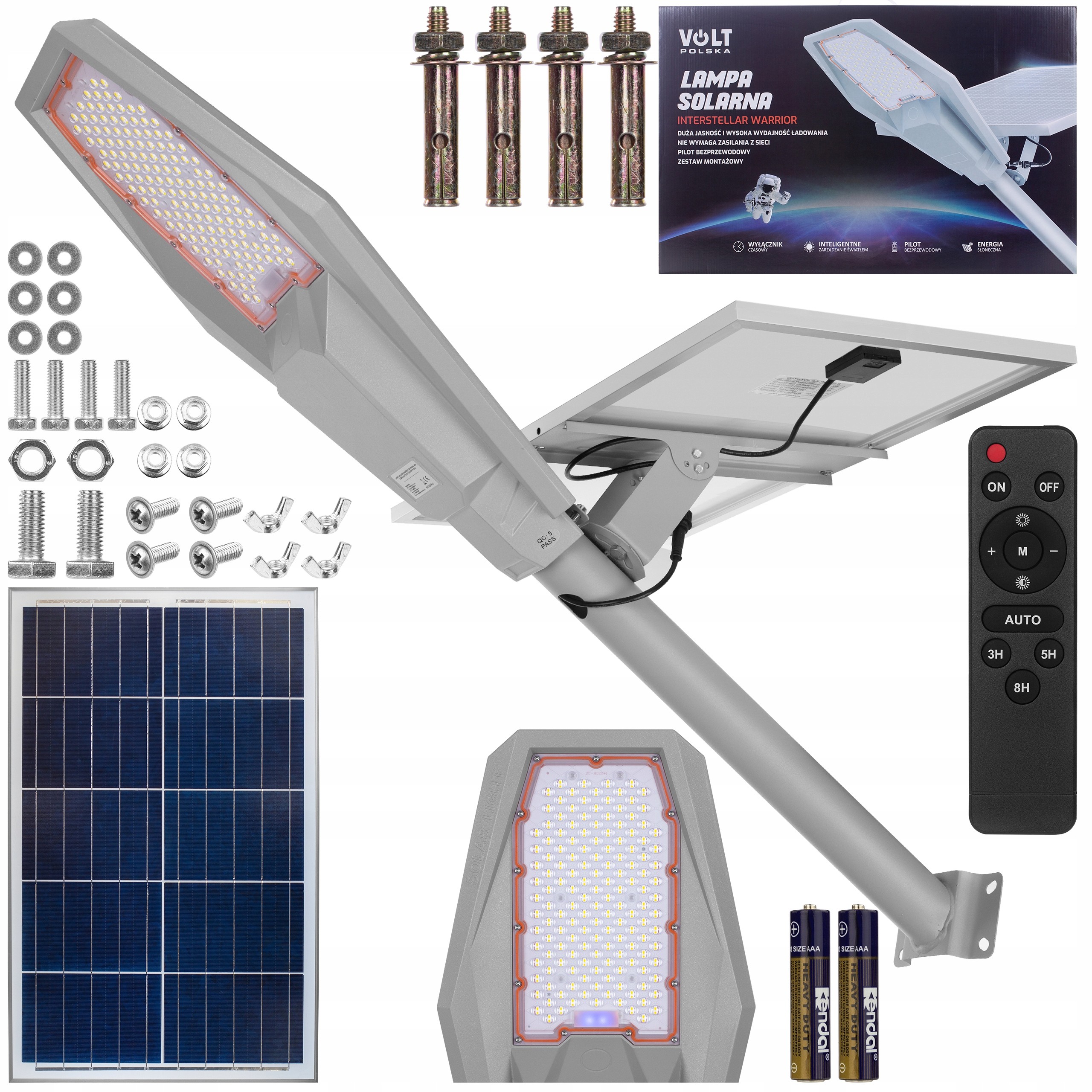 Set Lampa solara led Warrior 360W , Panou solar 40W , Acumulator 36000mAh, Telecomanda
