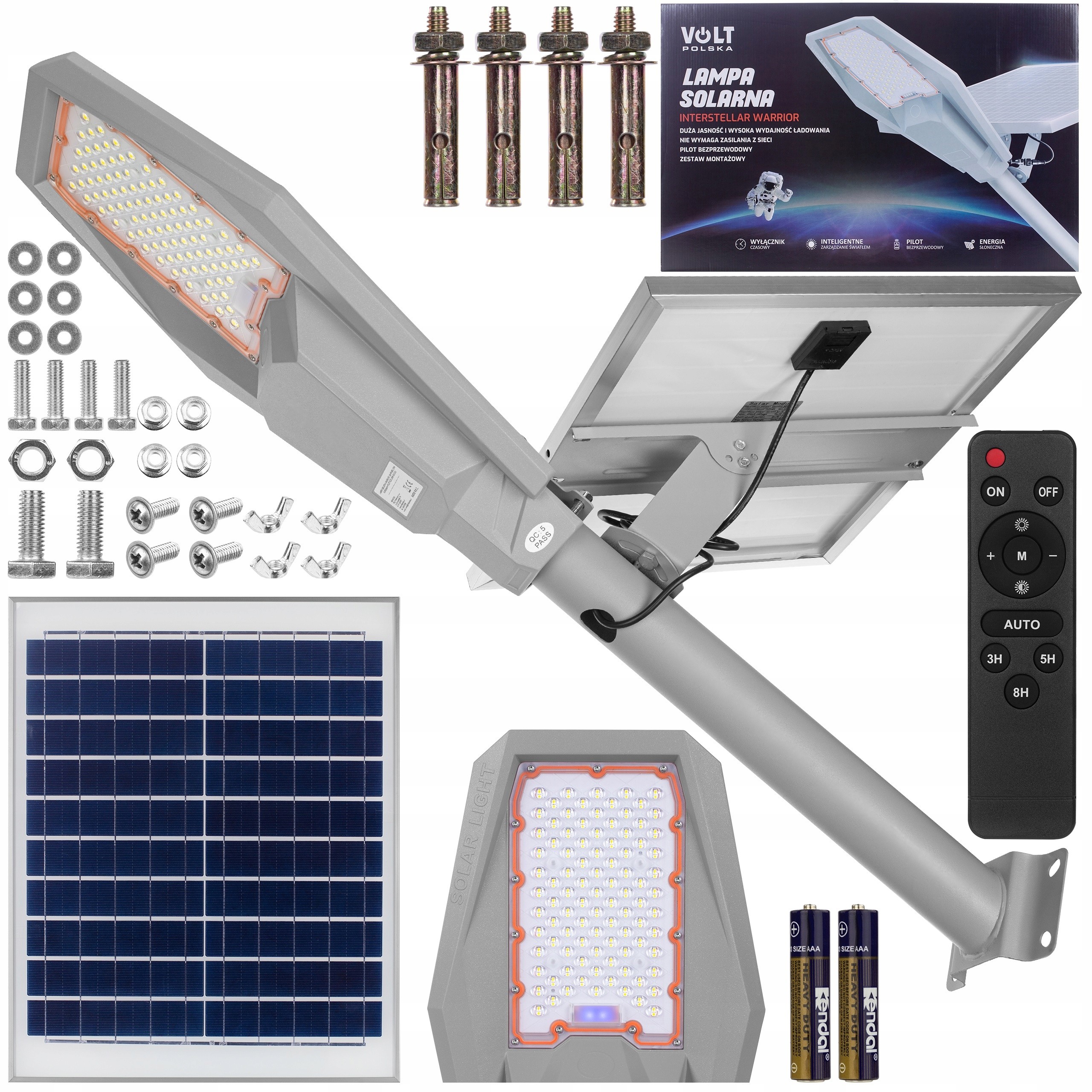 Set Lampa solara Warrior 120W, Panou solar 25W, Acumulator 18000mAh, Telecomanda 120W imagine noua tecomm.ro