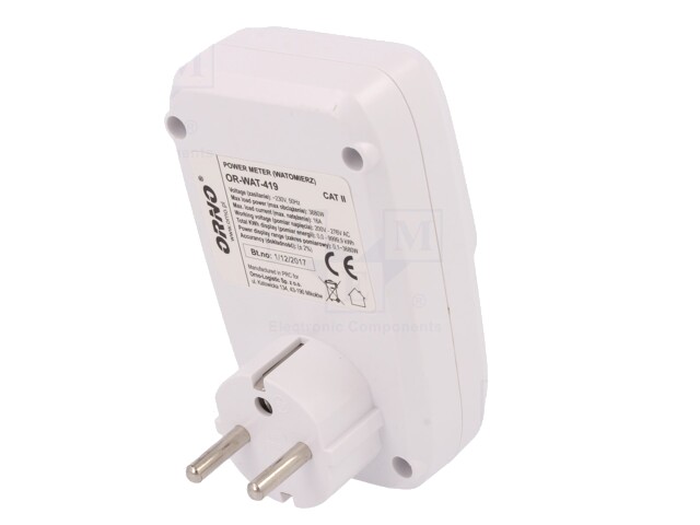 Priza cu contor de energie ORNO OR-WAT-419(GS), 16A, 230V, afisaj LCD, alb - imagine 6