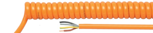 Cablu: spiralat 3x0,75mm2 PUR portocalie 300/500V 0,5m 2m HELUKABEL-85240