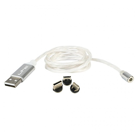 Ltc Cablu 1m 3in1 tip c/iphone/micro usb iluminat led rgb