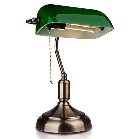 Lampa birou V-Tac Vintage, E27, 60W, 36 cm, Metal/Sticla, Verde