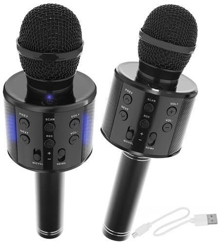 Microfon karaoke negru cu difuzor