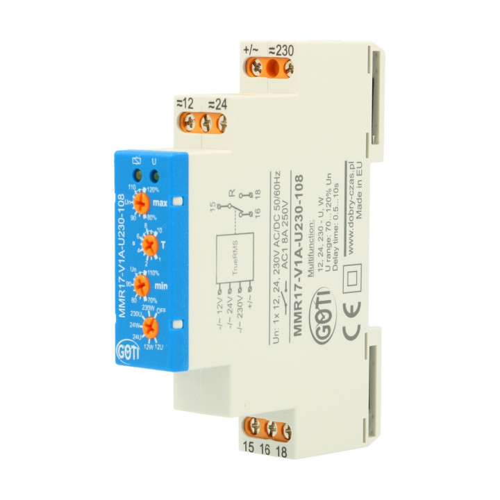 Relee Protectie Tensiune, Releu Protectie Supratensiune si subtensiune 12/24VAC,230VAC  DIN -4, dioda.ro