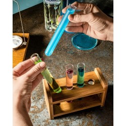 Cadouri Barbati, Set eprubete - pahare de shot pentru petrecere 4 buc cu suport din lemn -6, dioda.ro