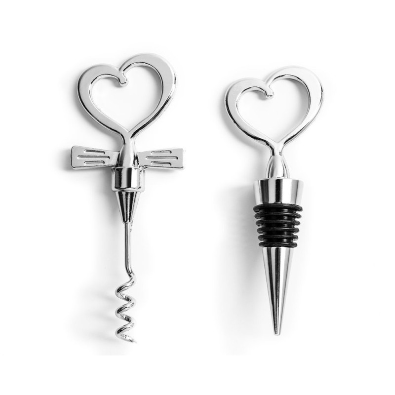 Cadouri Barbati, Set cadou in forma de inima - Dop și deschizător de sticle în formă de inimă - NEGRU -1, dioda.ro