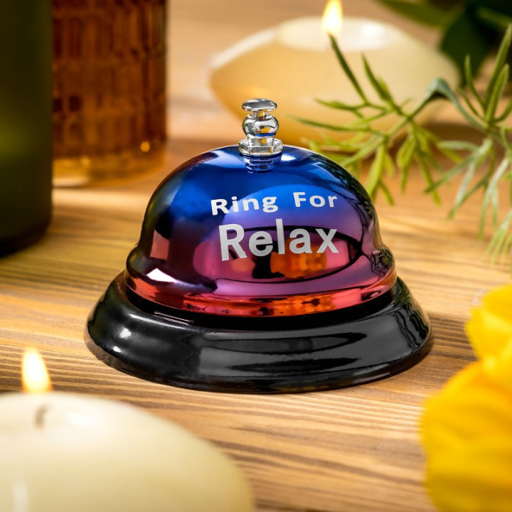 Cadouri Barbati, Clopoțel de masă din metal cu textul Ring For Relax -2, dioda.ro