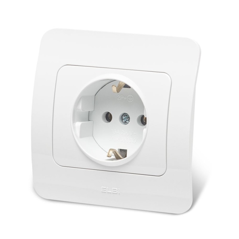 Materiale Instalatii Electrice, Jazz priza CP, alb, Elbi -2, dioda.ro