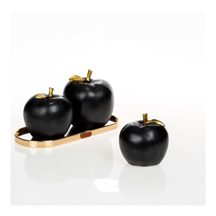 Decoratiuni, Mar Decorativ de Masa Negru cu Frunza Aurie 10x10cm -7, dioda.ro