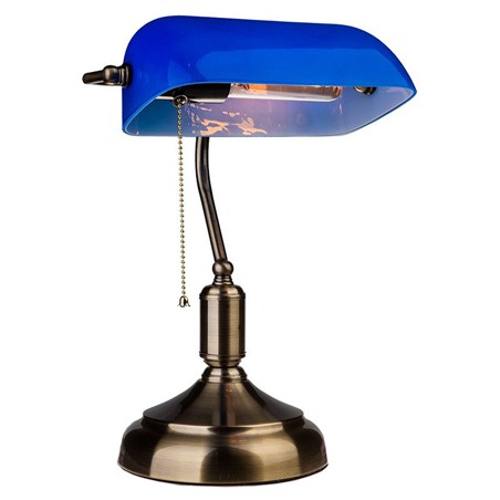 Interne, Lampa Birou Soclu E27 Corp Metal Si Sticla - Albastra -1, dioda.ro