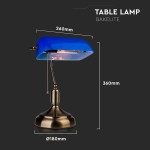 Lampa Birou Soclu E27 Corp Metal Si Sticla - Albastra Interne, Lampa Birou Soclu E27 Corp Metal Si Sticla - Albastra -1, dioda.ro
