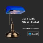 Lampa Birou Soclu E27 Corp Metal Si Sticla - Albastra Interne, Lampa Birou Soclu E27 Corp Metal Si Sticla - Albastra -1, dioda.ro
