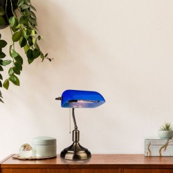 Interne, Lampa Birou Soclu E27 Corp Metal Si Sticla - Albastra -6, dioda.ro