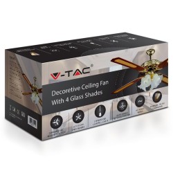 Interne, Ventilator Tip Candelabru 4 X E27 - Auriu -3, dioda.ro