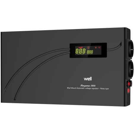 Stabilizatoare de tensiune, Stabilizator automat de tensiune cu releu 1500VA, orizontal, Well AVR-REL-SLIMPOWER15 -1, dioda.ro