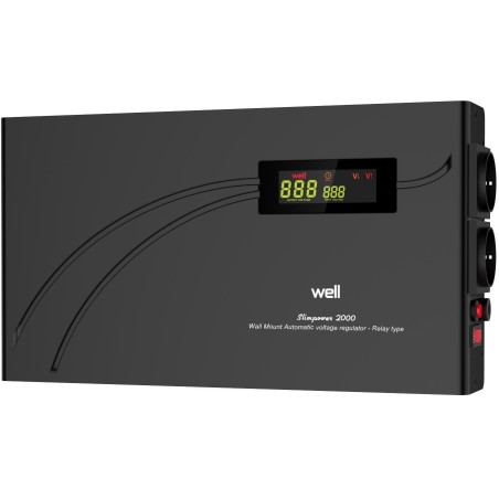 Stabilizatoare de tensiune, Stabilizator automat de tensiune cu releu 2000VA, orizontal, Well AVR-REL-SLIMPOWER20 -1, dioda.ro