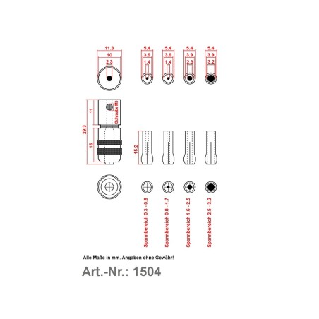 Mandrină cu pensete pt.maşină de găurit 0,3÷3,2mm D-1504