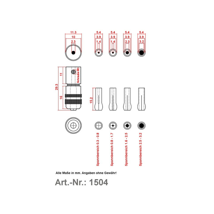 Unelte Pentru PCB, Mandrină cu pensete pt.maşină de găurit 0,3÷3,2mm D-1504 -2, dioda.ro