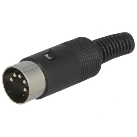 Conectori, Mufă DIN tată PIN:5 Dispunere pini:180° drept pe cablu 6,5mm DC-002 -1, dioda.ro