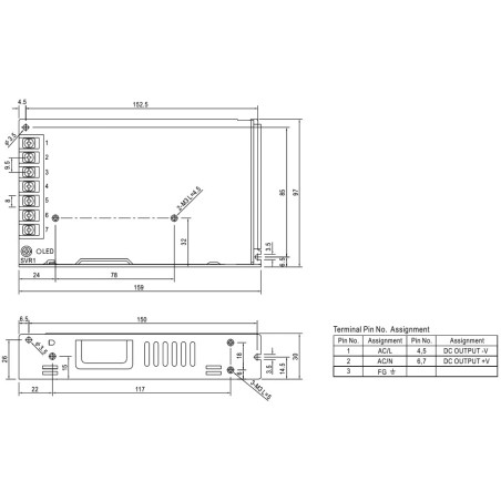 Alimentator: pulsatoriu modulară 158,4W 48VDC 3,3A 240÷370VDC LRS-150-48