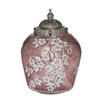 Felinar Led Pink Purple 13 cm x 18 cm din sticla metal