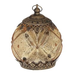 Felinar LED Auriu Antichizat 11x13cm Sticla Metal, Inart