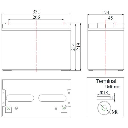Acumulator stationar cu GEL 12V 100Ah FCG12-100LT 12V 100AH