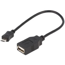 Cabluri, Cablu OTG, USB 2.0 USB A soclu, USB B micro mufă 0,2m negru AK-300309-002-S -1, dioda.ro