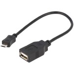 Cablu OTG, USB 2.0 USB A soclu, USB B micro mufă 0,2m negru AK-300309-002-S