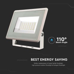 Reflector Led Smd 30w 6500k Ip65 - Alb