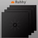 Casa Gradina, Set 4 bucati folie din teflon pentru aragaz sau plita, reutilizabile, 27 x 27 cm, negru. Ruhy 19176 -1, dioda.ro