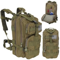 Rucsac Barbati / unisex militar mic, verde - Ghiozdan rezistent la rupere si abraziune